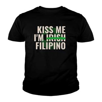 Kiss Me I'm Irish Filipino - Funny St Patricks Day Youth T-shirt | Mazezy