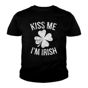 Kiss Me I'm Irish St Patrick's Day Drinking Gift Youth T-shirt | Mazezy