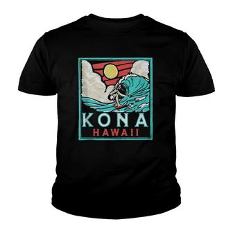 Kona Hawaii Vintage Surfer Retro 80'S Surf Vibe Beach Design Youth T-shirt | Mazezy DE