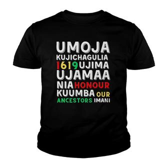 Kwanzaa Seven Principles Afro-American Kwanza Symbols Youth T-shirt | Mazezy CA