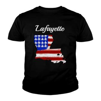 Lafayette Louisiana State Flag Patriotic 4Th Of July Gift Youth T-shirt | Mazezy