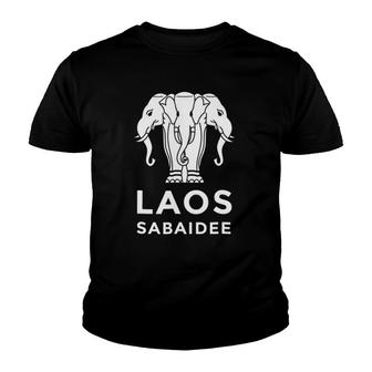 Laos Erawan 3 Headed Elephant Funny Laotian Gift Youth T-shirt | Mazezy