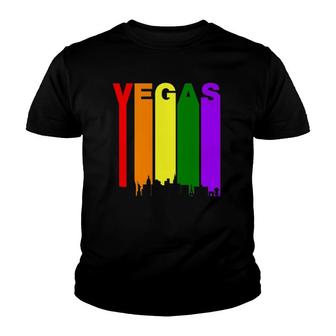 Las Vegas Nevada Lgbtq Gay Pride Rainbow Skyline Youth T-shirt | Mazezy