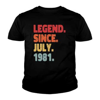 Legend Born July 1981 40Th Birthday Gift For 40 Years Youth T-shirt - Thegiftio UK
