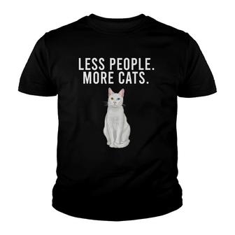 Less People More Cats Khao Manee Funny Introvert Youth T-shirt | Mazezy