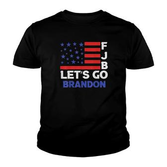 Let’S Go Brandon Fjb Impeach Biden American Flag Tee Youth T-shirt | Mazezy