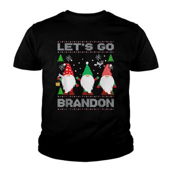 Let’S Go Brandon Gnome Christmas Gnome Ugly Christmas Tee Youth T-shirt | Mazezy