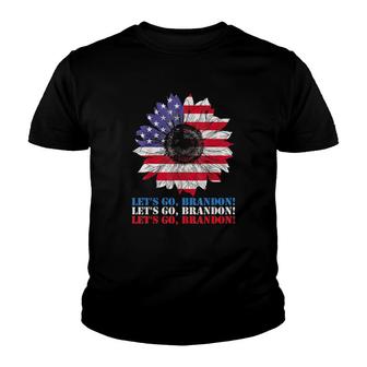 Let’s Go Brandon Sunflower American Flag Tee Shirt Youth T-shirt | Mazezy