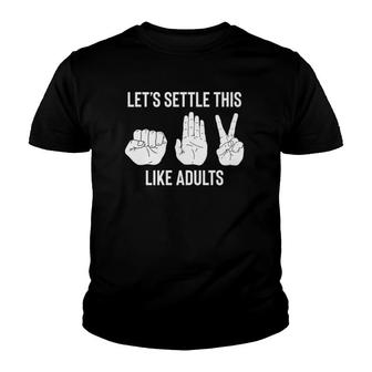 Let's Settle This Like Adults Funny Rock Paper Scissor Youth T-shirt | Mazezy DE