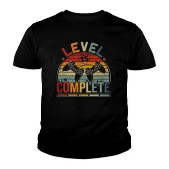 Level 15 Complete Retro Video Gamer Couple 15Th Anniversary Youth T-shirt | Mazezy