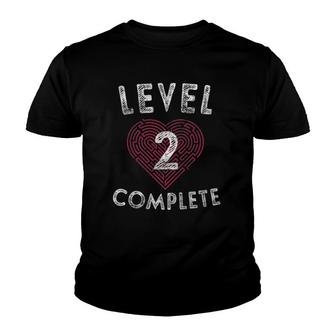 Level 2 Complete 2Nd Wedding Anniversary Gifts Heart Youth T-shirt | Mazezy