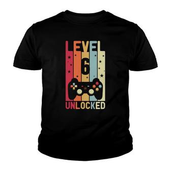 Level 6 Unlocked Funny Design And Cool Gifts For 6Th Birthday Gamer Youth T-shirt - Seseable