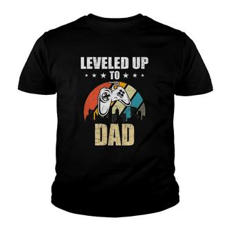 Leveled Up To Dad Video Gamer Gaming Youth T-shirt | Mazezy