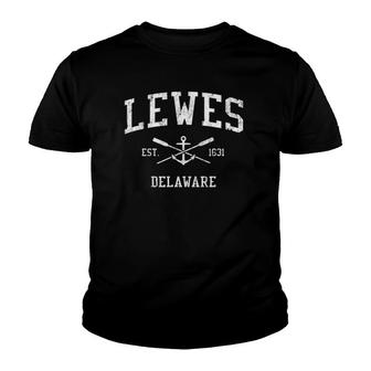 Lewes De Vintage Crossed Oars & Boat Anchor Sports Youth T-shirt | Mazezy
