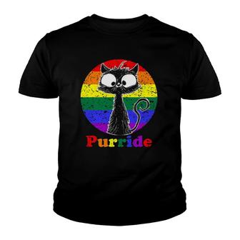 Lgbt Cat Lovers Purride Flag Gay Pride Month Lgbtq Youth T-shirt | Mazezy