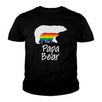 Lgbt Dad Papa Bear Mothers Gay Lesbian Pride Rainbow Youth T-shirt | Mazezy UK