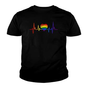 Lgbt Flag With Heart For Bi Pride Lesbian Couple Gay Youth T-shirt | Mazezy