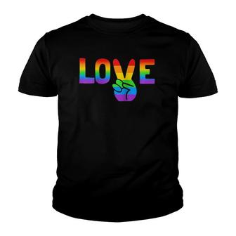 Lgbt Love Peace Sign Rainbow Raglan Baseball Tee Youth T-shirt | Mazezy