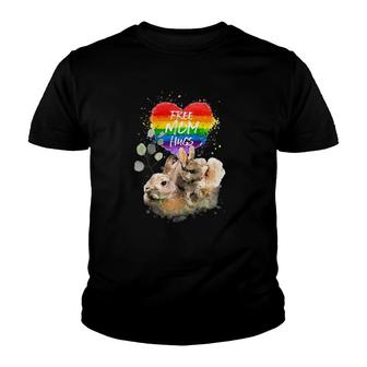 Lgbt Pride Mama Rabbit Baby Bunny Free Mom Hugs Mothers Day Raglan Baseball Tee Youth T-shirt | Mazezy