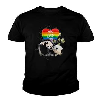 Lgbt Pride Papa Panda Bear Free Dad Hugs Father's Day Love Raglan Baseball Tee Youth T-shirt | Mazezy