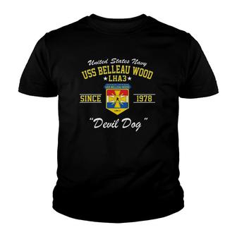 Lha-3 Uss Belleau Wood Devil Dog Youth T-shirt - Thegiftio UK
