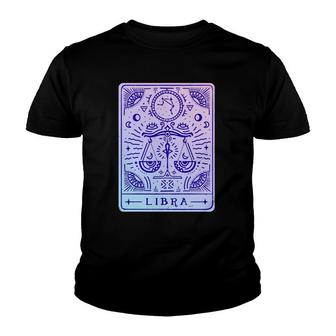 Libra Astrology & Zodiac Sign Art Tarot Card Style Drawn Youth T-shirt | Mazezy