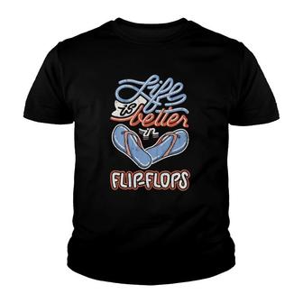 Life Is Better In Flip-Flops Funny Summer Beach Vacation Youth T-shirt | Mazezy AU