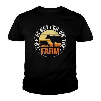 Life Is Better On The Farm Farming Rancher Farmer Lover Gift Youth T-shirt | Mazezy DE