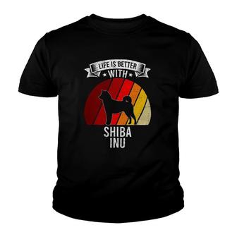 Life Is Better With Shiba Inu Dog Lovers Youth T-shirt - Thegiftio UK