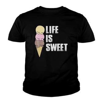 Life Is Sweet Funny Ice Cream Youth T-shirt | Mazezy