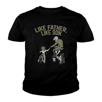 Like Father Son Dirt Bike Matching Motocross Boys Men Gift Youth T-shirt | Mazezy