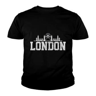London Skyline Uk United Kingdom Union Jack England Youth T-shirt | Mazezy