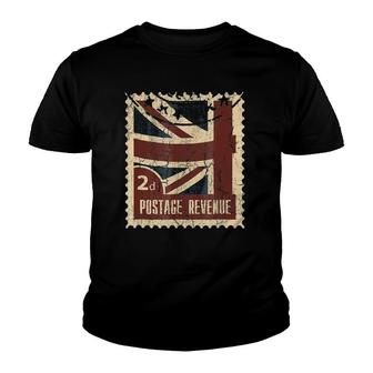 London Vintage Distressed British Flag Postage Stamp Youth T-shirt | Mazezy