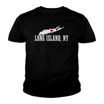 Long Island Ny New York Pride Vintage Long Island Map Youth T-shirt | Mazezy