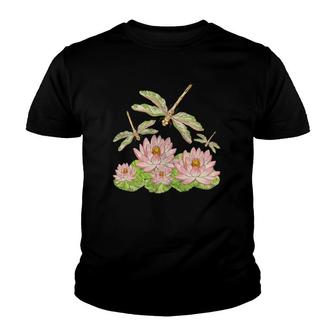 Lotus Dragonfly Yoga Lovers Gift Youth T-shirt | Mazezy