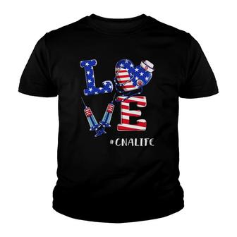 Love Cna Life Nurse 4Th Of July American Flag Patriotic Youth T-shirt | Mazezy
