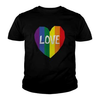 Love Gay Pride Lgbt Rainbow Flag Heart Youth T-shirt | Mazezy UK