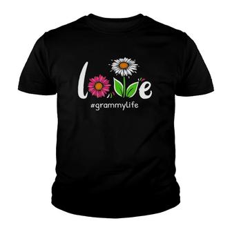 Love Grammy Life Floral Grandma Cute Grandmother Costume Youth T-shirt | Mazezy