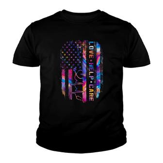 Love Help Care American Nurse Patriotic Er Cna Rn Gifts Youth T-shirt | Mazezy