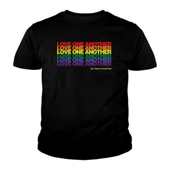 Love One Another Rainbow Solid Youth T-shirt | Mazezy