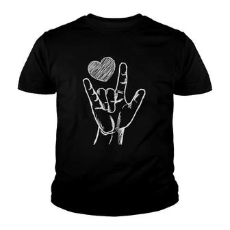 Love Sign Language Asl Heart Valentine's Day Gift For Him Youth T-shirt | Mazezy