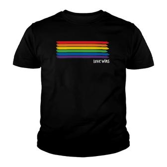Love Wins Gay Pride Month Flag Youth T-shirt | Mazezy