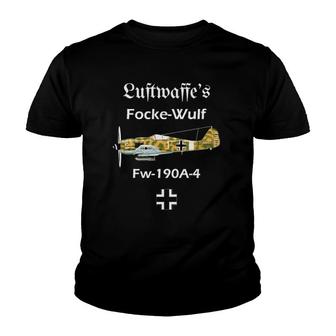 Luftwaffe Focke-Wulf Fw 190A-4 Wwii German Airplane Youth T-shirt | Mazezy