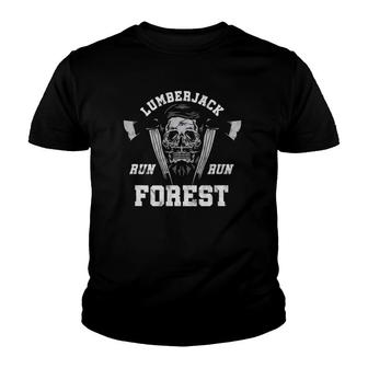 Lumberjack Run Forest Chainsaw Woodwork Firewood Wood Gift Youth T-shirt | Mazezy