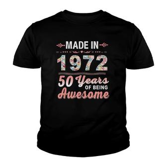 Made In 1972 Floral 50 Years Old 50Th Birthday Gifts Women Tank Top Youth T-shirt | Mazezy AU