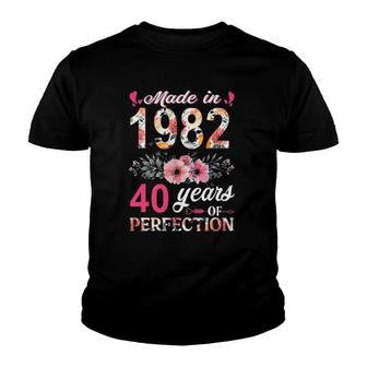 Made In 1982 Floral 40 Years Old 40Th Birthday Gifts Women Youth T-shirt | Mazezy