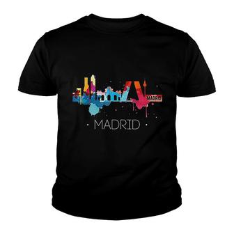 Madrid Watercolor City Skyline Spain Youth T-shirt | Mazezy