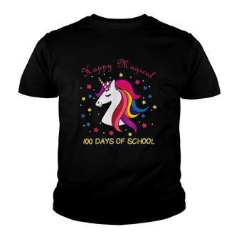 Magical Unicorn Rainbow Stars Cute 100 Days Of School Gift Youth T-shirt | Mazezy