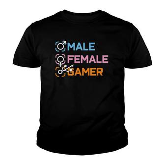 Male - Female - Gamer Gender Funny Gaming Youth T-shirt | Mazezy
