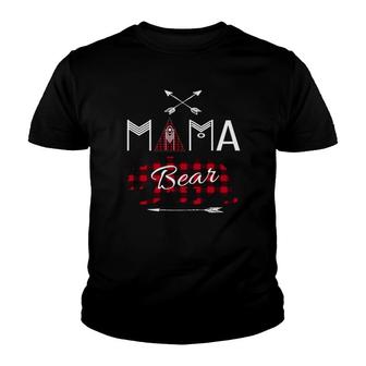 Mama Bear Buffalo Plaid Family Camping Bear Rustic Youth T-shirt | Mazezy